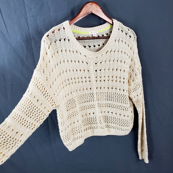 Xhilaration Cream White Mesh Knit Sweater Large - Picture 4 of 9